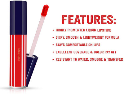 MYEONG ULTRA SOFT AND SHINY LIQUID MATTE HIGH SHINE LIPSTICK(HOT RED, 6 ml)