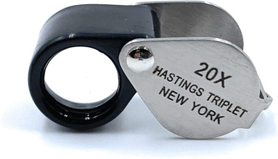 fozti Premium Hastings Jewellers Eye Loupe 12.5mm 20x Lens Magnifying Triplet Glass Folding Pocket Size Hand-Held Portable for Jewellery, Diamond & Gemstone Graders/Sorters/Traders 20 X Eye Loupe(Silver)
