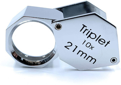 Ceznek Jewellers Eye Loupe 21mm 10x Hexagon Lens Magnifying Triplet Glass Folding 10x magnifier(Silver)