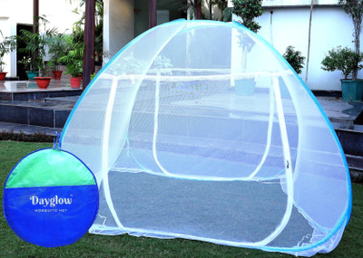 DAYGLOW Polyester Adults Washable machardani for single bed Mosquito Net(Blue, Tent)