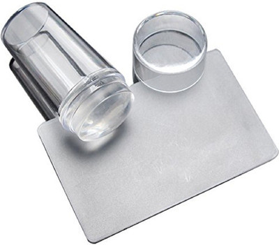 FOK 1 Pc Soft Silicone Jelly Nail Stamper Scraper Nail Art Tool(Transparent)