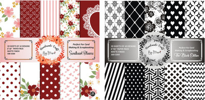 Dheett Sweetheart Blooms and The Black Edition Unruled 6 x 6 300 gsm Craft paper(Set of 2, Multicolor)