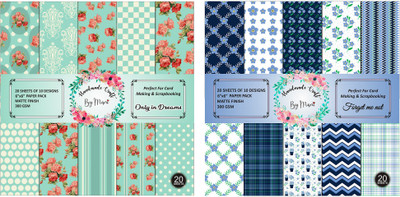 Dheett Only in Dreams and Forget Me Not Scrapbook Designer Paperpack Matte Finish Perfect for Making Greeting Cards Envelops Explosion Boxes and Albums Unruled 6 x 6 300 gsm Craft paper(Set of 2, Multicolor)