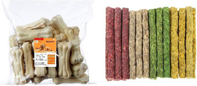 SAWAY Saway Dog Healthy Pressed Chew Bone 3inch 2KG & Rawhide Mix Munchy Sticks 2kg (Pack Of 4kg) Mint, Chicken, Mutton, Beef Dog Chew(4 kg, Pack of 1)