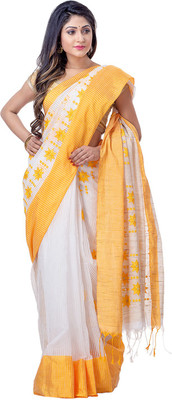 TANTLOOM Printed Handloom Handloom Pure Cotton Saree(Yellow)