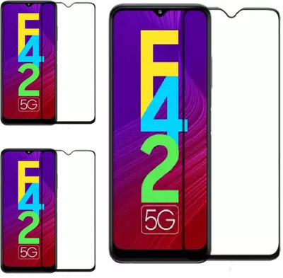 ISAAK Edge To Edge Tempered Glass for Samsung Galaxy F42 5G Edge to Edge, Full Glue, 11D Tempered Glass(Pack of 3)