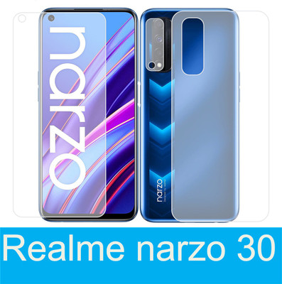 raxxy Front and Back Tempered Glass for Realme Narzo 30(Pack of 3)