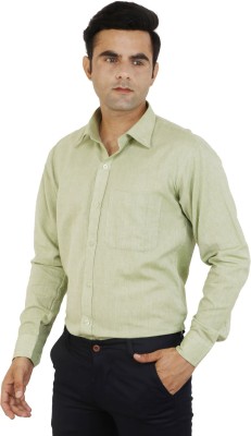 K L INTERNATIONAL Men Solid Formal Green Shirt