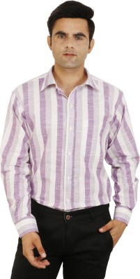 CREATARO YOUR LIFE Men Striped Formal Purple, White, Grey Shirt