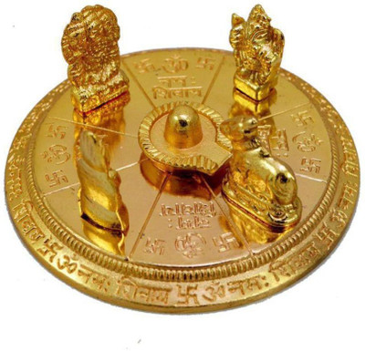 SHRI ASTHA VINAYAK Gold Plated Shiv Parivar with Shivling Shri Kartik Shri Ganesh Decorative Showpiece  -  9 cm(Brass, Gold)