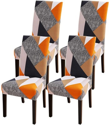 Favria Polyester Abstract 1 Seater Chair Cover(Multicolor Pack of 4)