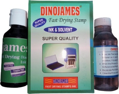 dinojames Fast Drying Stamp Pad Ink & Softner 100ml -Black Stamp Pad Ink(100 ml)