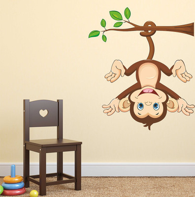 fuzzy 75 cm Monkey Self Adhesive Sticker(Pack of 1)