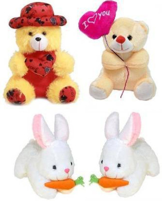 MK Enterprises Very Stylish Soft Stuffed Cap Teddy,Teddy With Baloon And Carrot Rabbit  - 30 cm(Multicolor)