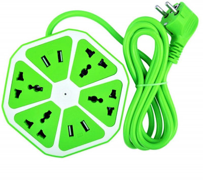 Ancestors Extension Board with 4 USB charging point 4 Socket for Multiple Devices Use for Home/Office 4 Socket Extension Boards 4  Socket Extension Boards(Green, 1.8 m, With USB Port)