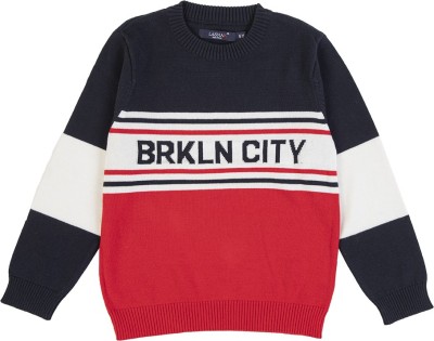 LASNAK Striped Round Neck Casual Boys Multicolor Sweater