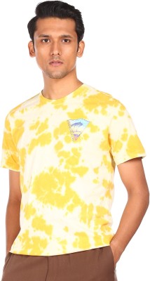 AEROPOSTALE Self Design Men Round Neck Yellow T-Shirt