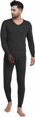 Light Pure Light Pure Mens Soft Cotton Fleece Thermal Black Suit for winter Men Top - Pyjama Set Thermal