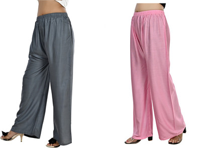 LETZ DEZINE Relaxed Women Grey, Pink Trousers