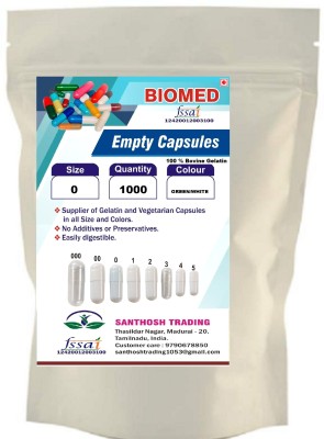 santhosh Trading Pharma raw materials size 0 Green/white Empty Gelatin Capsules(1000 No)