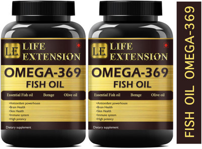 Life Extension Omega 369 Fish Oil 1000mg (120 Capsules) Advanced(2 x 60 Capsules)