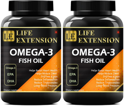 Life Extension Fish Oil Omega 3 (Triple Strength) - 1000mg (120 Capsules) Pro(2 x 60 Capsules)