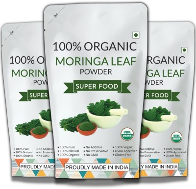 Meld Combo Pack of 3 Organic Moringa Powder 100g | Green Super Food Plant-Based Protein(300, NA)