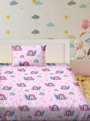 BELLA CASA Cotton Single Flat 180 TC Cartoon Bedsheet(Pack of 1, Pink2)