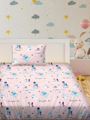 BELLA CASA 180 TC Cotton Single Cartoon Flat Bedsheet(Pack of 1, Pink)