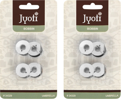 Jyoti Bobbin for Industrial / Umbrella Sewing Machine (4 Bobbins of Steel Material in Black Finish in a Card) Metal Bobbins(Pack of 8, Medium)