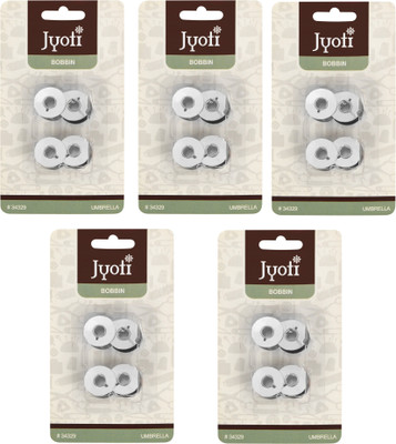 Jyoti Bobbin for Industrial / Umbrella Sewing Machine (4 Bobbins of Steel Material in Black Finish in a Card) - Pack of 5 Cards Metal Bobbins(Pack of 20, Medium)