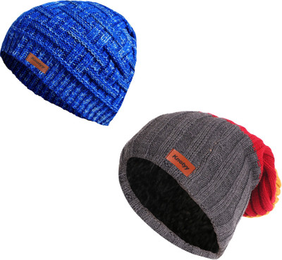 Knotyy Solid Beanie Cap(Pack of 2)