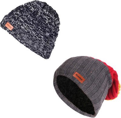 Knotyy Solid Beanie Cap(Pack of 2)