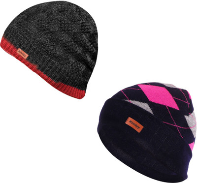 Knotyy Solid Beanie Cap(Pack of 2)