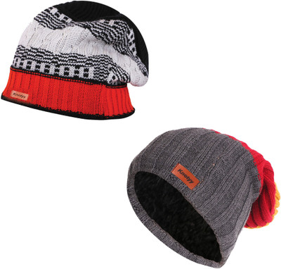 Knotyy Solid Beanie Cap(Pack of 2)