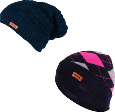 Knotyy Solid Beanie Cap(Pack of 2)