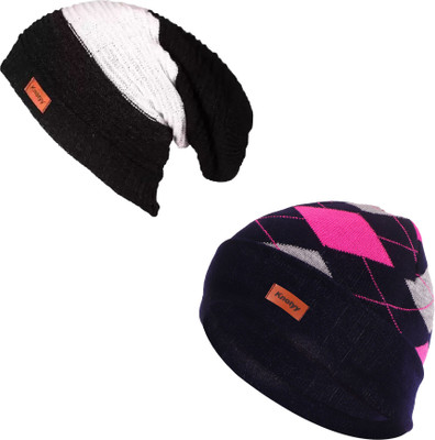 Knotyy Solid Beanie Cap(Pack of 2)