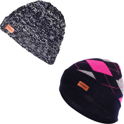 Knotyy Solid Beanie Cap(Pack of 2)