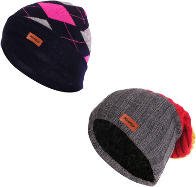 Knotyy Solid Beanie Cap(Pack of 2)