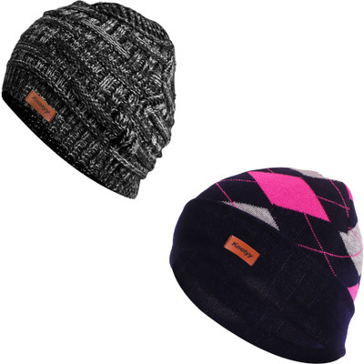 Knotyy Solid Beanie Cap(Pack of 2)