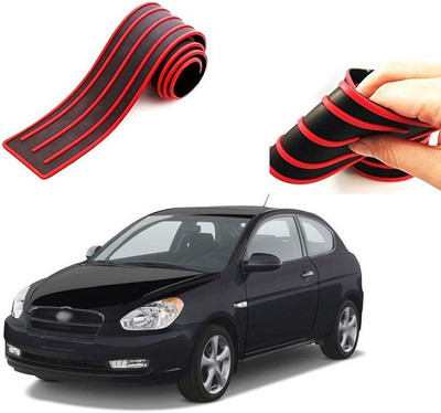 PRTEK Rubber Car Bumper Guard(Black, Red, Pack of 1, Hyundai, Universal For Car)