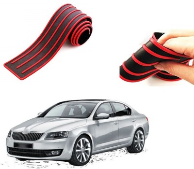 PRTEK Rubber Car Bumper Guard(Black, Red, Pack of 1, Skoda, Octavia)