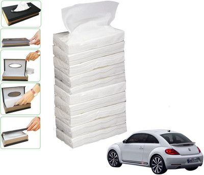 KOZDIKO 10 SET REFILLER WITH 100 PULLS (200 SHEETS) FOR VOLKSWAGEN beetle Vehicle Tissue Dispenser(White)