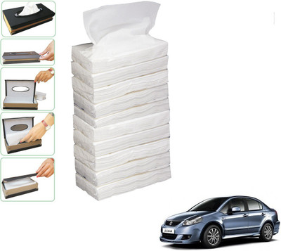 KOZDIKO 10 SET REFILLER WITH 100 PULLS (200 SHEETS) FOR MARUTI SUZUKI SX 4 Vehicle Tissue Dispenser(White)