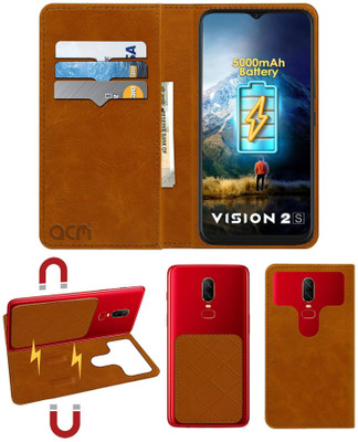 ACM Flip Cover for Itel Vision2s(Gold, Cases with Holder, Pack of: 1)