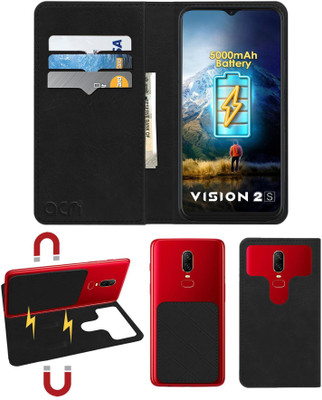 ACM Flip Cover for Itel Vision2s(Black, Cases with Holder, Pack of: 1)