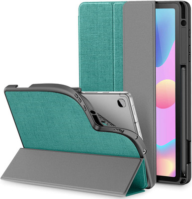 SwooK Flip Cover for Samsung Galaxy Tab S6 Lite 10.4 SM-P610/P615, with Pencil Holder [Auto Wake & Sleep] Compatible(Green, Flexible)