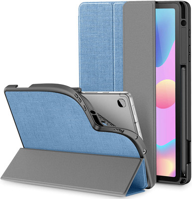SwooK Flip Cover for Samsung Galaxy Tab S6 Lite 10.4 SM-P610/P615, with Pencil Holder [Auto Wake & Sleep] Compatible(Blue, Flexible)