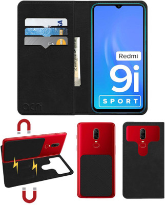 ACM Flip Cover for Mi Redmi 9i Sport(Black, Cases with Holder, Pack of: 1)