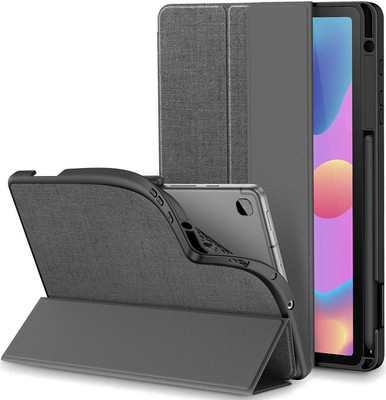 SwooK Flip Cover for Samsung Galaxy Tab S6 Lite 10.4 SM-P610/P615, with Pencil Holder [Auto Wake & Sleep] Compatible(Grey, Flexible)